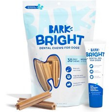 바크 브라이트 오리지널 개 치아 관리 키트 30개의 청소용 씹 스틱 치약 중형견용, 중형 품종, 1개