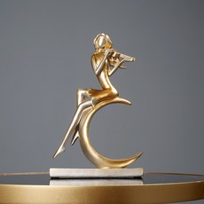 럭셔리 골드 고급 조각 장식 장식품 디스플레이 소품, 달의 여신 (바이올린 연주)