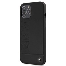 BMW Logo Imprint Leather Hard Cover Case for Apple iPhone 12 Pro Max (6.7) - Black