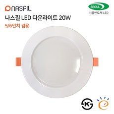 나스필 LED 다운라이트 5인치 6인치 겸용 20W 주광색 주백색 KS인증 고효율인증, 20W주광색(하얀색빛)