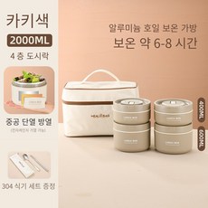 일본식 직장인 보온도시락 전자레인지 가열 가능 도시락통세트(보온팩+식기), 커피색E, 1개