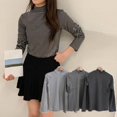 1+1 피치기모 반폴라 스트라이프 스판 긴팔티셔츠