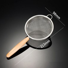 나무 손잡이가 달린 304 스테인레스 스틸 메쉬 필터 스푼 밀가루 가정용 주방 튀김 음식 오일 1개, 02 large