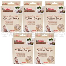 닥터헬퍼 순면 멸균 개별포장 어린이 유아면봉 100pcs, 5개, 100개입