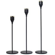 3pcs 유럽 검은 금속 캔들 스틱 홀더 캔들 스탠드 웨딩 룸 홈 장식 캔들 스틱 웨딩 바 파티 거실 테이블 장식을위한 촛대, 검은색