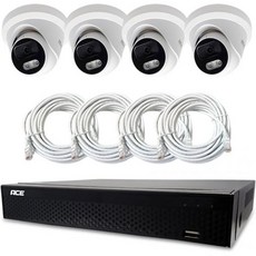 1852333 ACE SECURITY SYSTEM 방범 카메라 4K 800만 화소 옥외 PoE 급전 PoENVR 4ch 감시 스마트폰 원감시 4대 세트 LAN 케이블 10m대수, 4K (800만 화소) 돔 4대 세트, HDD 없음 - poenvr