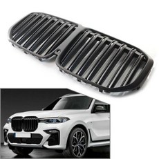 자동차 전면 키드니 그릴 교체품 BMW G07 X7 2019 2020 2 슬랫 M 파워 퍼포먼스 스포츠 스타일 레이싱, 1개, 01 Double Slat