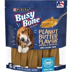 Busy Bone 퓨리나 비지 본 인 USA 시설 오래 지속되는 중소 품종 성견 츄 땅콩 버터 맛 4개 팩 6 Ct. 파우치, Peanut Butter, 595g