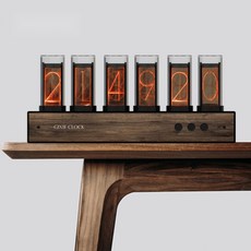 GixieClock 앤틱 진공관 시계 슈타인즈게이트 탁상시계 디지털 무소음, 월넛 베이스(뉴 스팟)