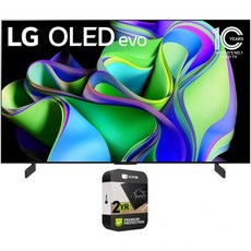 프리미엄 LG OLED42C3PUA OLED evo C342인치 HDR 4K 스마트 TV 2023 (갱신) 2YR CPS 강화 보호팩 포함 번들