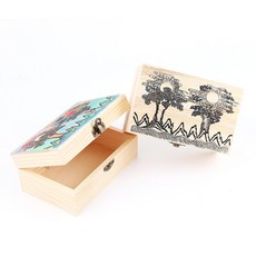 민화 나무 보석함 소 ( 16x10.5x7cm)-일월부상도