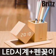 브리츠 BZ-EW547 Pen Clock 무소음 탁상시계 인테리어, 우드