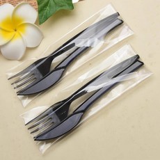 일회용 식기 세트 웨스턴 스테이크 나이프와 포크 문 케이크 피자 테이크 아웃 플라스틱 티슈, 11 Knife + fork 50 sets, 1개