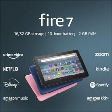 인증 리퍼브 파이어 7 태블릿 7인치 디스플레이 32GB블랙 2022년 출시 아마존 스탠딩 커버, Fire 7_32 GB | Black