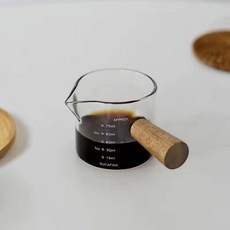 에스프레소 샷잔 컵 우유 저그 디저트 볼 우드 손잡이 눈금 잔, 우드-100ml, 1개