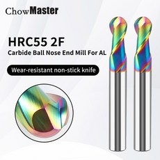 HRC55 알루미늄 볼 노즈 밀링 커터 텅스텐 스틸 엔드 밀 CNC 공작 기계 2 플루트 50mm 60mm 75 100 150mm, 1개, 26) R5x10x100 - 1PCS