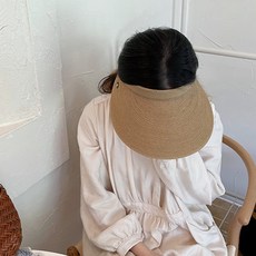 리츠제이 여성 라탄 밀짚 썬캡 썬바이저