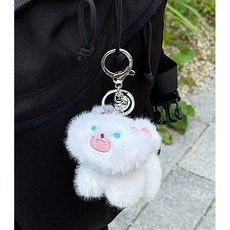 화난 고양이 인형 가방 키링 열쇠고리, 1개, 흰색냥이