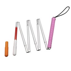 120cm-155cm 백색 지팡이 맹인용 알루미늄 접는 지팡이 7개 섹션 분홍색 손잡이 2개의 팁 포함 7PEA-PIK, 150cm(59인치)