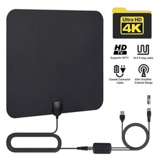 실내 디지털 TV 안테나 HDTV Antena TV 반경 공중 서핑 폭스 DVB T2 DVB T ATSC ISDB TV 내부 안테나 증폭기 ANT2325 +|TV 안테나|, 1개, WHITE, 단일