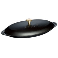 Staub Cast Iron 14.5-inch x 8-inch Covered Fish Pan - Matte Black Made in France, 1개