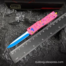  호신용 칼 UTX70 UT 70 시리즈 디저트 전사 미니 마이크로 울트라 OTF 테크 나이프 드롭 포인트 도넛 핑크 EDC 자기 방어 포켓 M9 탑 버전, 2.Drop Point 