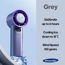 KINSCOTER 휴대용 휴대용 터보 선풍기 풍속 조절식 미니 개인 선풍기 배터리 작동 전기 속눈썹 선풍기 100, [02] 터보팬 Grey, 1개
