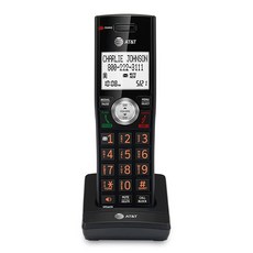AT&T CL82407 DECT 6.0 4-핸드셋 무선 전화기 가정용 자동 응답기 통화 차단 발신자 ID 아나운서 인터콤 및 장거리 실버, 우드 그레인 마감 무선, 추가 핸드셋