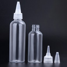 투명한 뾰족한 병 플라스틱 병 컬러 빈 페이스트 용기 염료 병 올리브 오일 포장용으로 짜낼 수 있음, 60ml, 1개