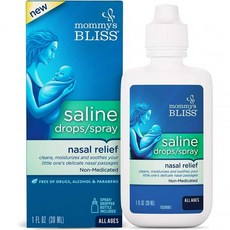 Mommy's Bliss 엄마 블리스 식염수 방울스프레이 신생아 코 업 1 oz, 1 Fl Oz (Pack of 1), 1개, 30ml