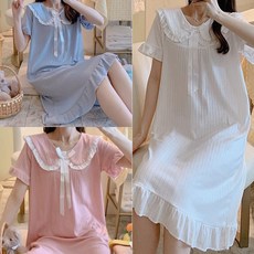 (H00-3028) 리오트 원피스 잠옷 여름잠옷 커플잠옷 자주잠옷 파자마 홈웨어 여성잠옷 울랄라파자마 원 3개 세트