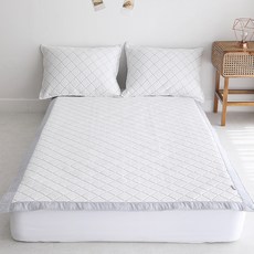 열두달룸 3중직 접촉냉감 고정밴드 여름 침대패드, 에이스(그레이)