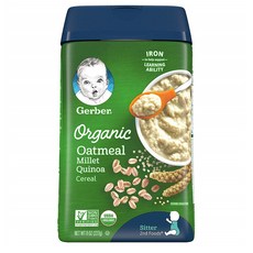 Gerber Organic Oatmeal Millet Quinoa Cereal 거버 오가닉 오트밀 밀레 퀴노아 시리얼 8oz(227g) 4팩, 1개, 상세참조
