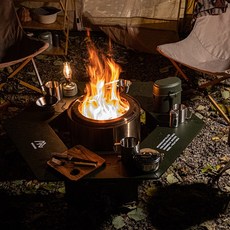 감성 캠핑 화로대 테이블 (우드 헥사) + 수납가방, 네이비, 캠핑스티커종이흑백