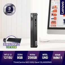 레노버 ThinkCentre Neo 50q Gen 4 데스크탑 Black 12LN0009KR (i3-1215U WIN11 Home NVMe 256GB DDR4 8GB),
