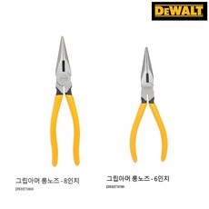 디월트 6인치 롱노즈 플라이어 DWHT70799 롱노우즈 롱로즈 압착 와이어링용 그립아머 펜치 뺀찌 수공구 DEWALT 카리스툴, 그립아머 롱노즈 플라이어 6인치 DWHT70799, 1개