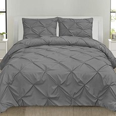 Sweet Home Series 3 피스 고급 핀플 핀플 패션 이불 세트 퀸 그레이 (Gray Queen Duvet Cover Set)