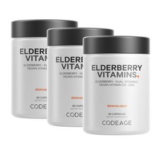코드에이지 엘더베리 비타민스 비타민C D3 아연 Codeage Elderberry Vitamins, 3개, 90정