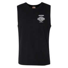 할리데이비슨 남성 Lightning Crest Sleeveless Cotton 머슬 셔츠 블랙, M