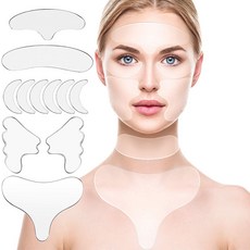 11Pcs 재사용 가능한 실리콘 주름 제거 스티커 얼굴 이마 목 눈 스티커 패드 안티 링클 에이징 피부 리프팅 케어 패치|스킨 케어 도구|, 단일(A0), transparent(A0)