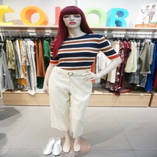 베네통 스트라이프 골지 사선 니트 티셔츠 NY