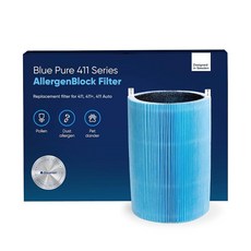 BLUEAIR Blue Pure 411 Auto 411 411+ 정품 교체 필터 입자 및 활성탄 Blue Pure 411 Auto 411 및 411+ 공기 청정기에 적합, 411 최대 알레르기 유발 물질 차단 필터