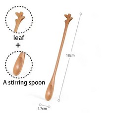만화 동물 믹싱 스푼 나무 숟가락 자연 색상 표면 긁힘, 7.leaf, 1개