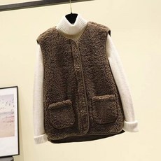 Dec.03 47번 미디움 램스울 조끼 숏기장 겨울 털 일체형 조끼 래글런 베스트Z