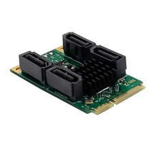 PCIe-4 포트 SATA3.0 6Gbps 하드 디스크 어댑터 카드 미니 PCI Express-SATA 3.1 컨트롤러 확장 카드, 블랙&그린