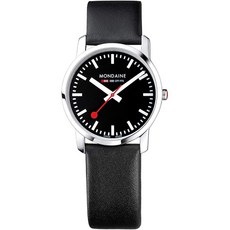 Mondaine 가죽 스트랩 블랙 모델과 MONDAINE 여성 SBB 스테인레스 스틸 스위스 쿼츠 시계 : A400.30351.1