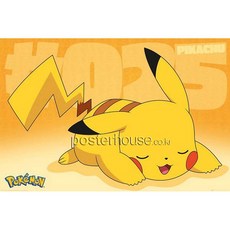 MAXI Poster 포스터 61x91 - 포켓몬 피카츄 / Pokemon pikachu asleep, 브라운