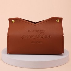 침실 냅킨 상자 데스크탑 변기 티슈 자동차 디펜서 PU 거치대 박스 종이 가죽 컨테이너, brown, 1개, 1개입