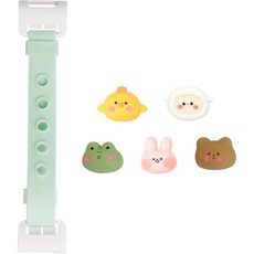 WILLBee CLIPON 소프트 미니 휴대폰 스마트폰 전자책 실리콘 스트랩 핸드 그립 핑거 홀더 5pcs 장식 부품민트귀여운 동물 얼굴 세트, Mint & Cute Animal Face Set