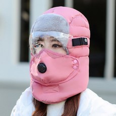 유니팡 겨울넥워머모자 여성 사파리 방한모 남자 두터운 융털 보온 솜모자 바람막이 귀목 라이딩모자